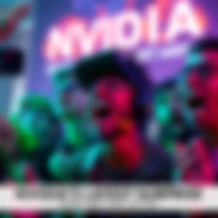 A group of excited gamers and tech fans reacting to NVIDIA's latest announcement, with expressions of surprise and interest.