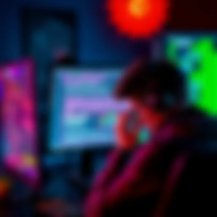 A frustrated gamer looking at a computer screen displaying error messages related to Nvidia GPU drivers.