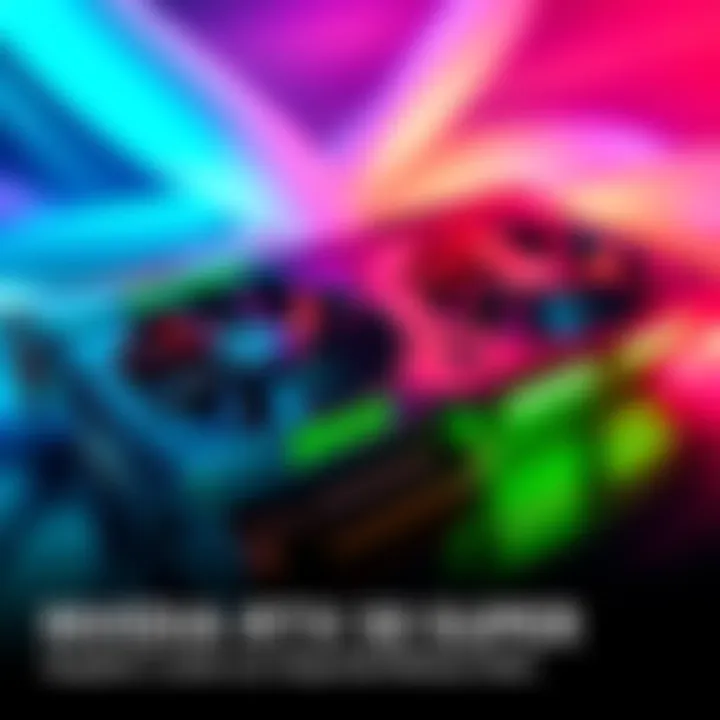 A close-up view of a NVIDIA RTX 50 SUPER graphics card showcasing its sleek design and cooling fans.