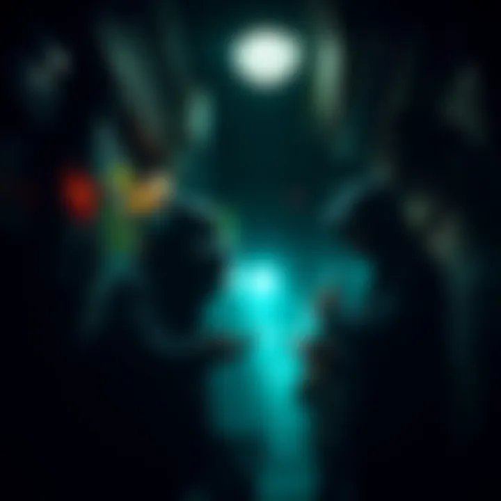 A dark alley where suspicious individuals exchange NVIDIA AI GPUs under a dim light, hinting at smuggling activities and corruption.