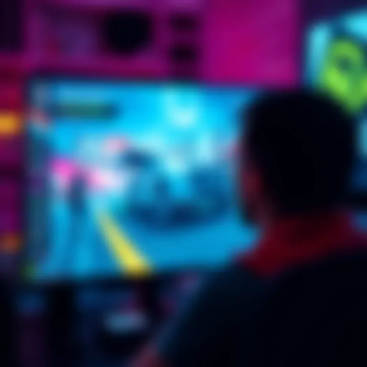 A player adjusting Nvidia Smooth Motion settings on a gaming monitor, showing a game with low frame rates and visual glitches.