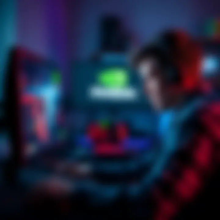 Person frustrated while gaming on a PC with graphical issues and frame drops, featuring NVIDIA logo on the screen.