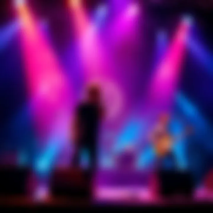 Oasis band performing on stage with vibrant lights