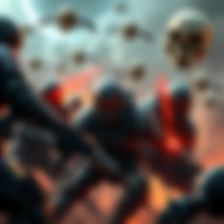 Obliterators showing resilience in a chaotic battle scene, possibly injured but still fighting in the Astros universe.