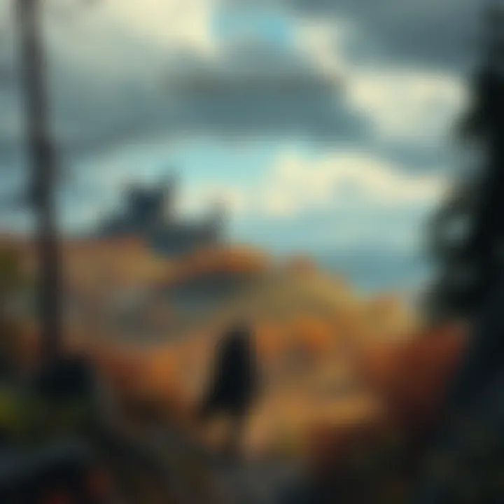 A character exploring a fantasy landscape in The Elder Scrolls IV: Oblivion, with a castle in the background.