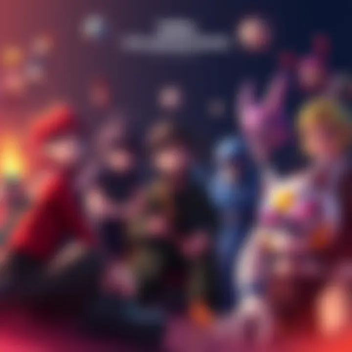 Various lesser-known characters interacting and working together in a creative setting, showcasing their unique traits and collaborative ideas.