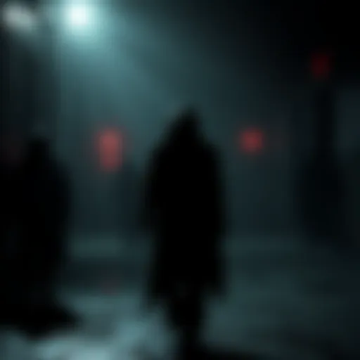 A dark and eerie scene from the movie Obsession reminiscent of Silent Hill 2's atmosphere, featuring shadowy figures and unsettling visuals.