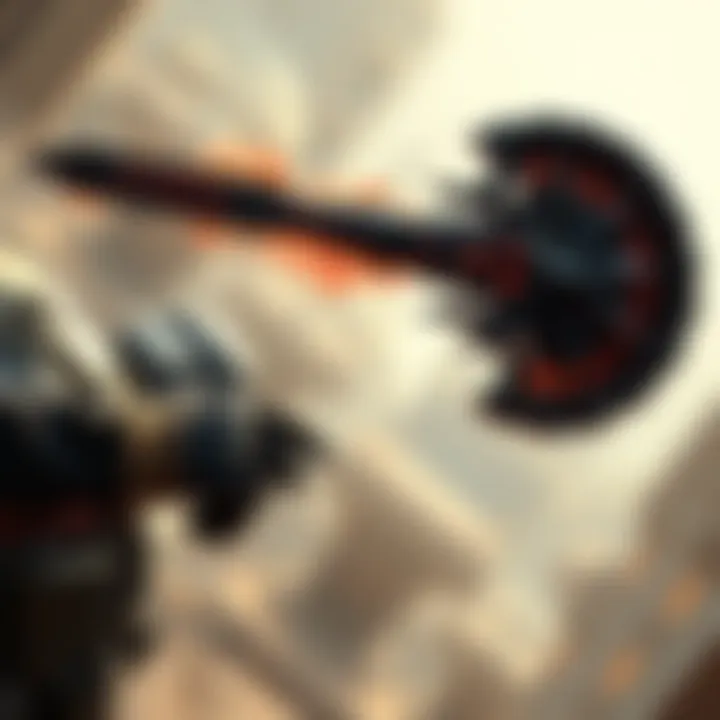 A gamer wields the Obsidian Lamina weapon, showcasing its unique design and Ash of War effects during gameplay.