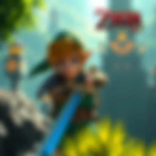 A screenshot from the trailer showing Link with a sword in a vibrant, updated game world.