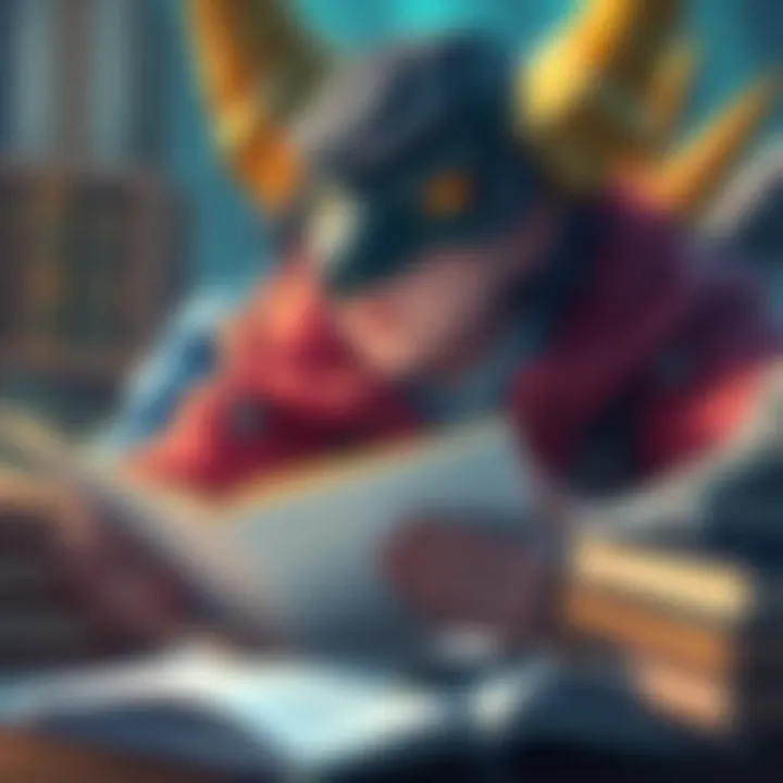 Oceaniz Exploring Zinogre Lore Oceaniz looks thoughtful while reading about Zinogre's lore, surrounded by books and notes.
