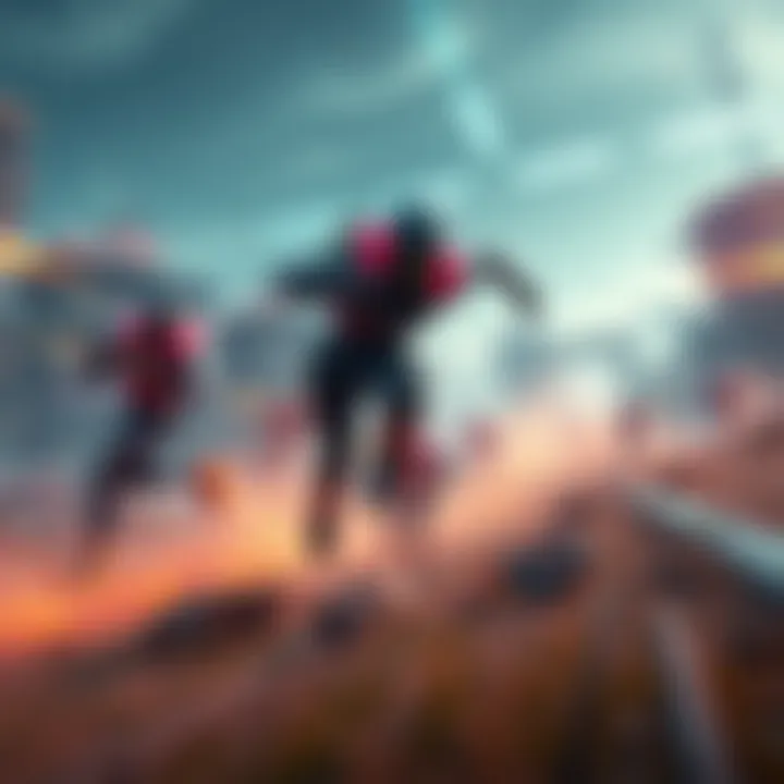 Octane sprinting across a futuristic battlefield, showcasing his speed and agility with vibrant colors.