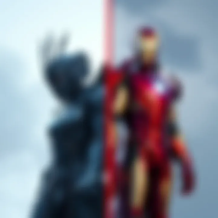 A side-by-side visual comparison of Octavia's Royal Guard armor and Iron Man suit, showcasing their design features and similarities.