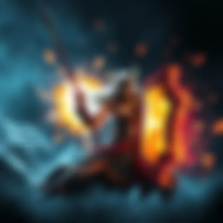 Odin preparing to throw his spear, surrounded by a glowing shield, indicating potential explosion effect.
