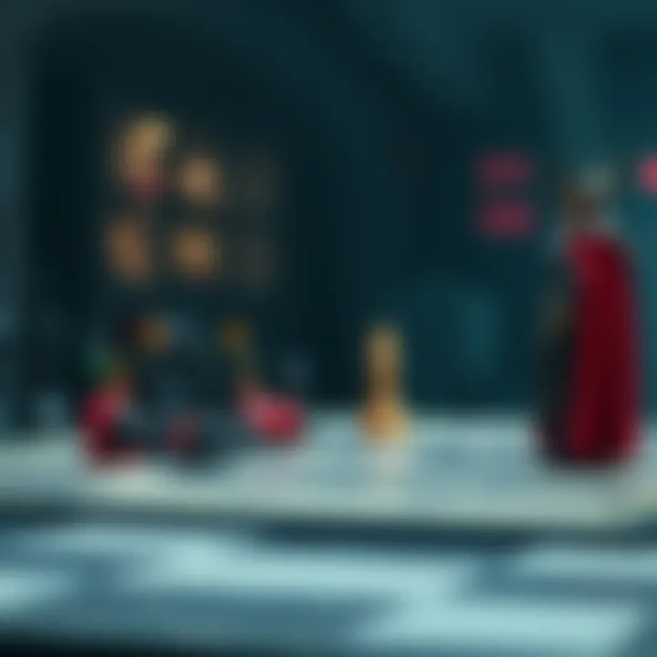 A scene showing a tactical game board with Odin pieces misaligned and the grandmaster character on the side, indicating a failed strategy.