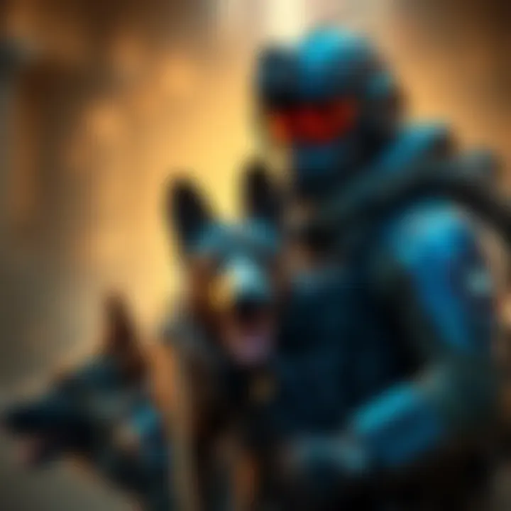 A soldier in tactical gear with a loyal K9 companion, inspired by MACV SOG themes, ready for action.