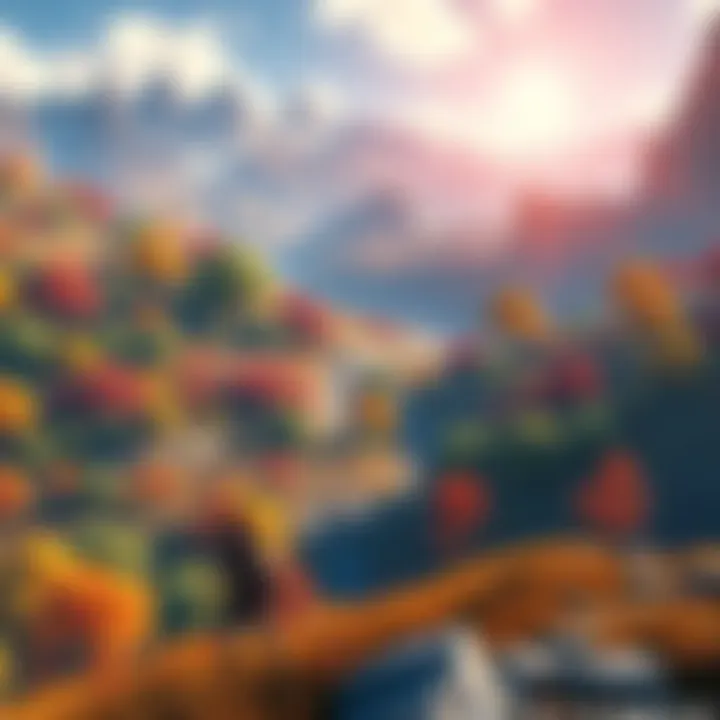 A character in Odyssey navigating a colorful game landscape filled with trees and mountains