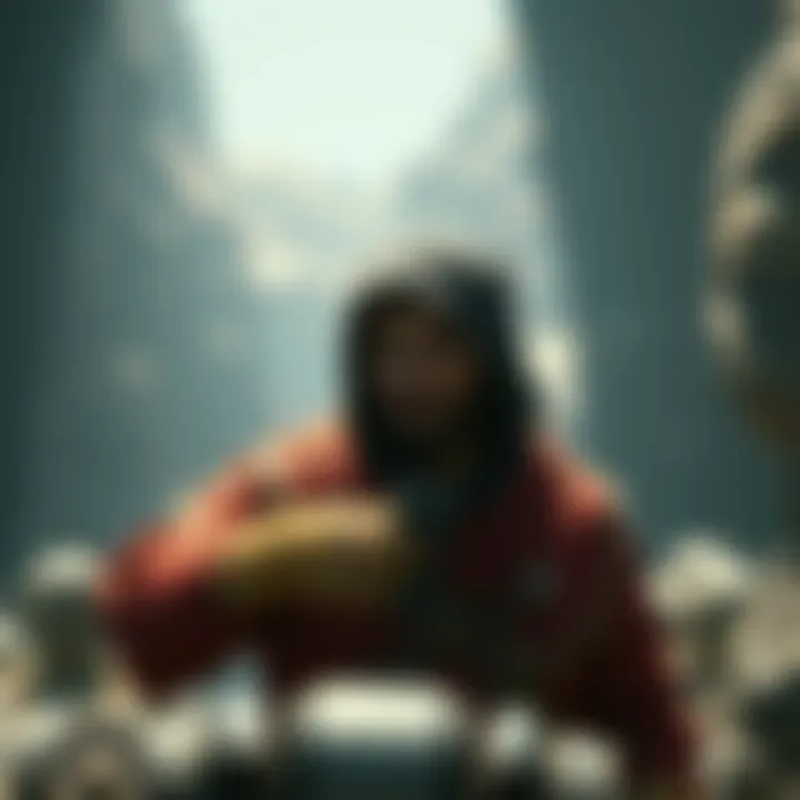 A scene from Odyssey showing a character during a cutscene with fixed camera angles and minimal animation changes