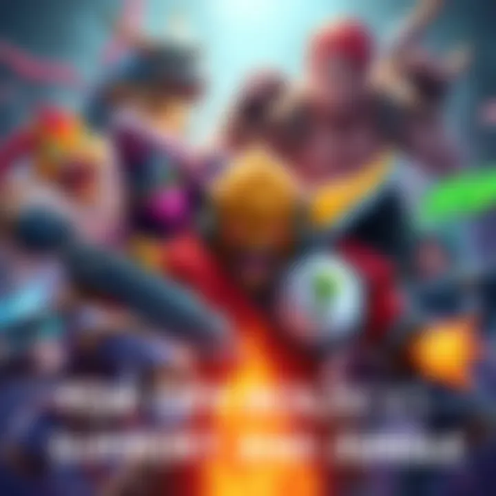 A vibrant selection of gaming characters suitable for support and jungle roles, showing diverse heroes in action, emphasizing teamwork and strategy.