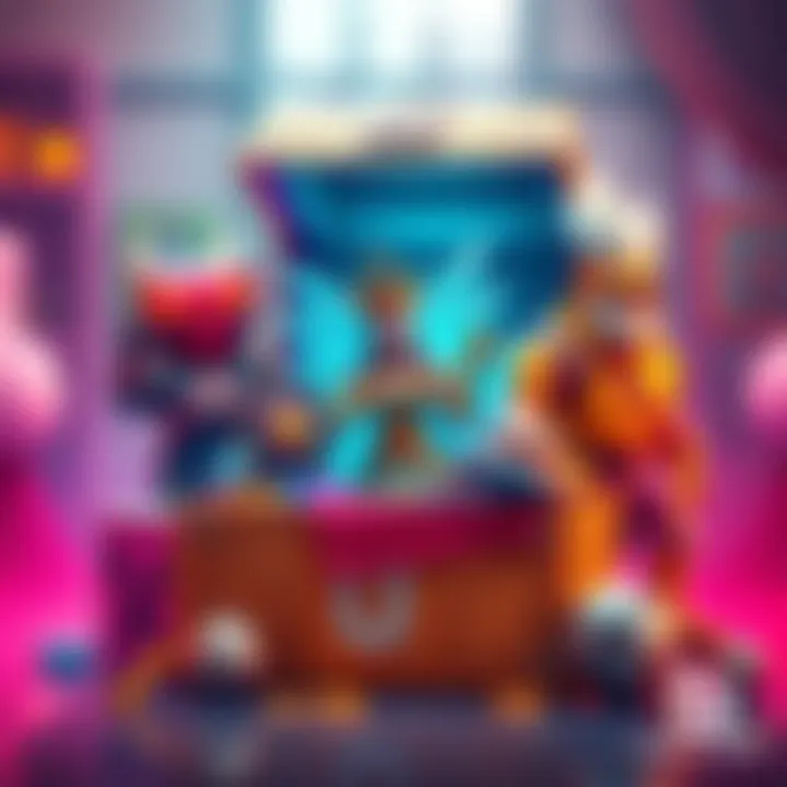 Office lootbox and character skins A visual of an Office lootbox filled with various character skins, including colorful options for Saint Kiriko, Mercy, and Junkrat, highlighting the excitement and frustration of unlocking new items.