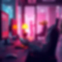 Office worker gaming on break A person playing video games on a handheld device at their desk during a break, relaxed and enjoying their time