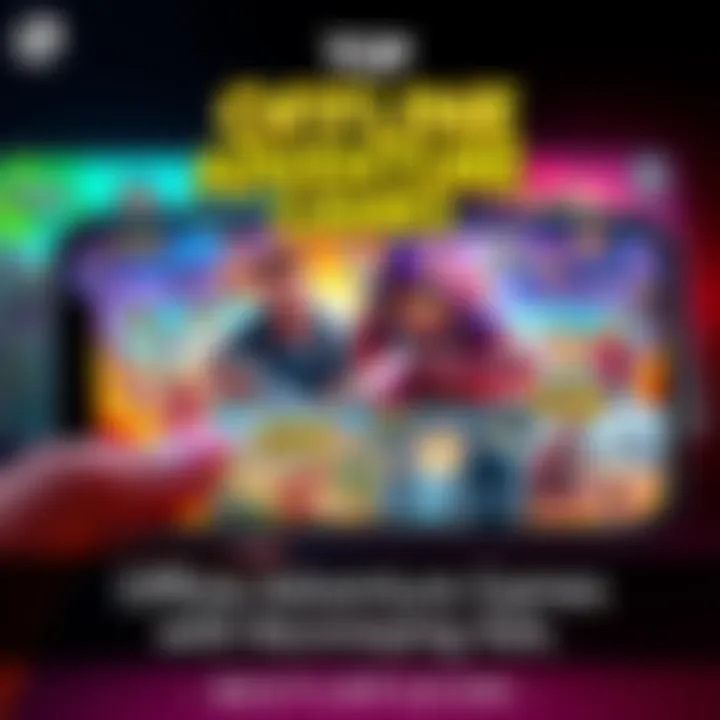 A collection of popular offline adventure games displayed on a mobile device, showcasing colorful graphics and engaging characters.