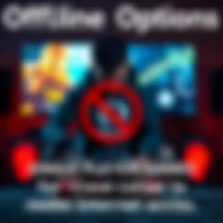Offline Gaming Options A frustrated gamer sitting in front of a console with an internet connection symbol crossed out, representing the demand for offline play in single player games.