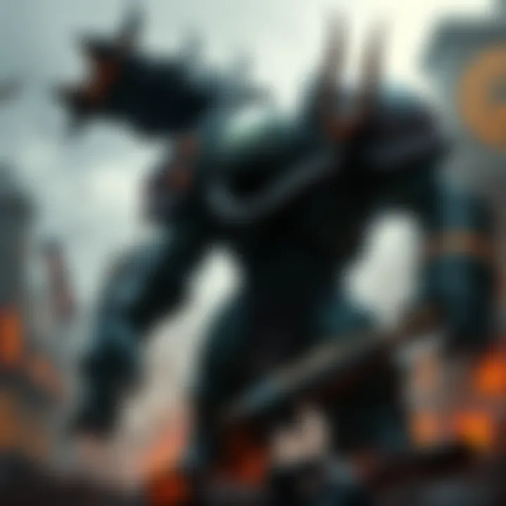 A fierce Ogryn Packmaster boss stands ready for battle, showcasing its powerful physique and menacing presence in WH40K: Darktide.