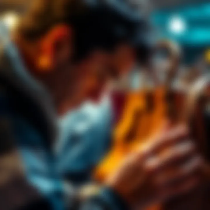 Assessing Old Bags for Value A person examining an old handbag to check its condition and brand for resale value.