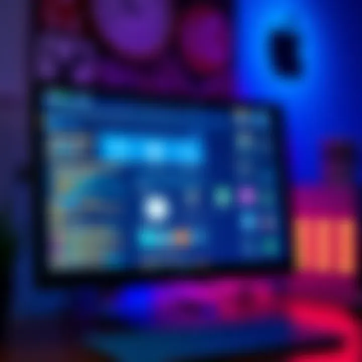 Old User Interface on Screen A computer screen displaying an outdated user interface design with visible icons and buttons