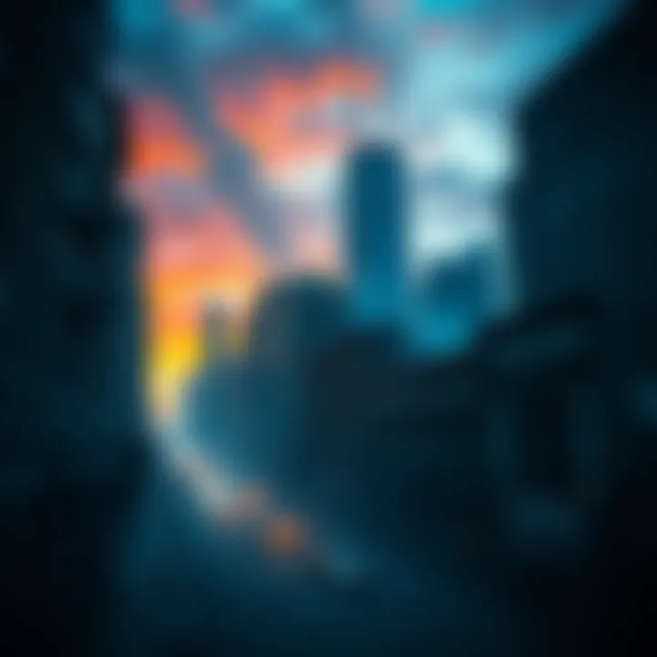 Old Chicago in Destiny A dark and atmospheric view of Old Chicago, featuring abandoned buildings and a haunting skyline, capturing the essence of danger and lore.