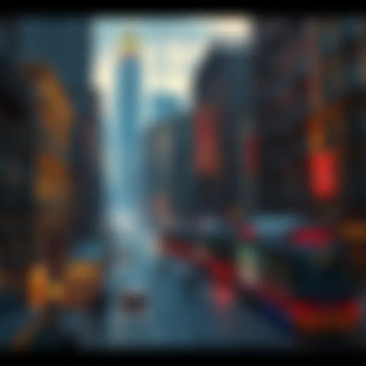 Concept art showcasing a vibrant and detailed gaming version of Old Chicago with iconic buildings and streets.