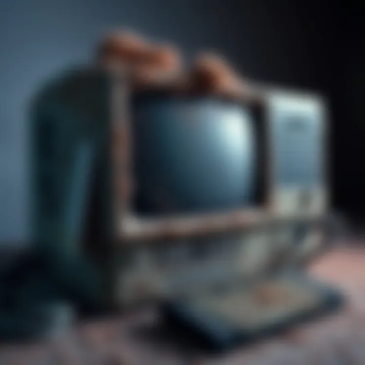 A dusty old computer showing layers of dust that may indicate its age