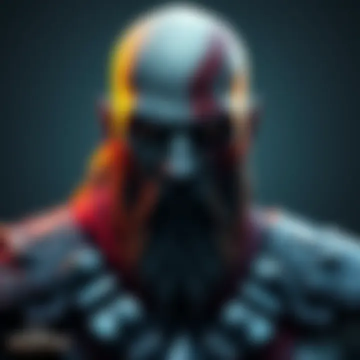 Old Kratos Character Artwork Artwork of Old Kratos, showcasing his grizzled features and warrior attire, representing his evolution in gaming.