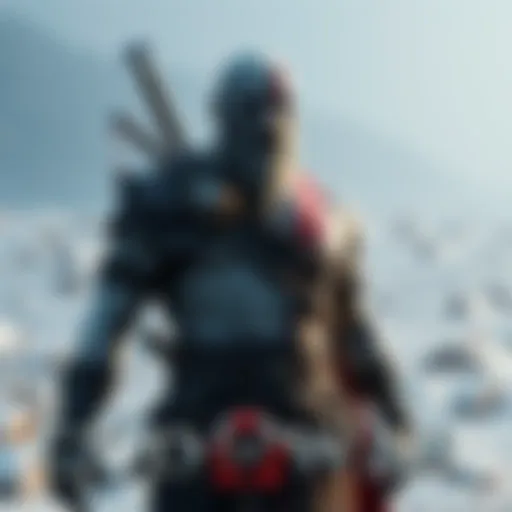 Old Man Kratos in God of War 2018 Old Man Kratos stands with his weapons, looking determined and reflective in a snowy landscape.
