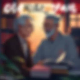 A cover depicting two older male characters sharing a moment, showcasing their emotional connection in a cozy setting with books and warm lighting.