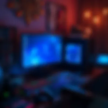 Old PC setup in a cozy room A well-used 7-year-old PC setup with a monitor, keyboard, and game controller, showcasing a gaming session