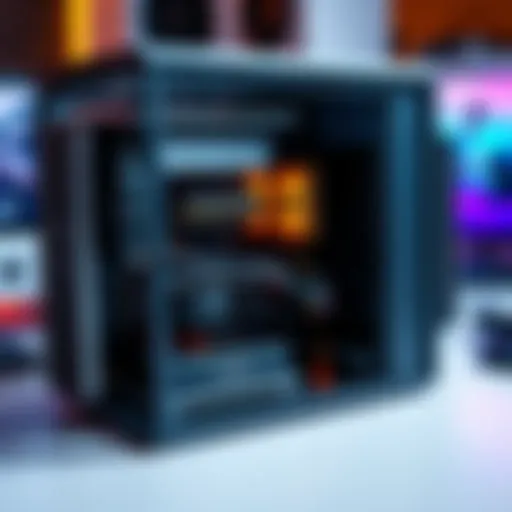 An old computer open for upgrades with components visible, such as RAM and hard drive.