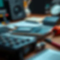 A 1GB DDR RAM stick from 2007 on a desk with office supplies around it.