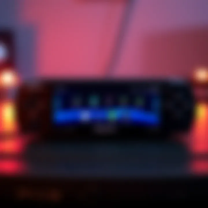 An old Sony Blu-ray player displaying the user interface inspired by PSP and PS3, showcasing retro design and vibrant menu options.