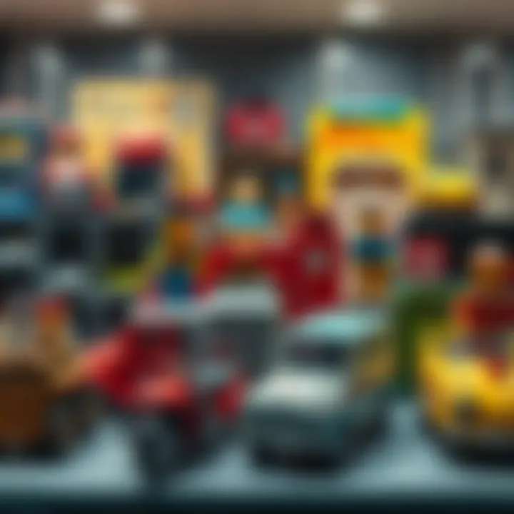 A collection of vintage toy sets showcased together, highlighting their nostalgic designs.