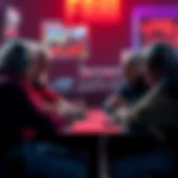 Older gamers reflecting on game changes A group of older gamers sitting around a table, discussing changes in gaming with a mix of nostalgia and curiosity