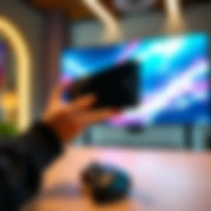 A close-up of the OLED 1TB Steam Deck held in hands, showcasing its sleek design and vibrant display.