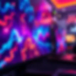 Close-up of a vibrant OLED gaming monitor showcasing colorful graphics during gameplay