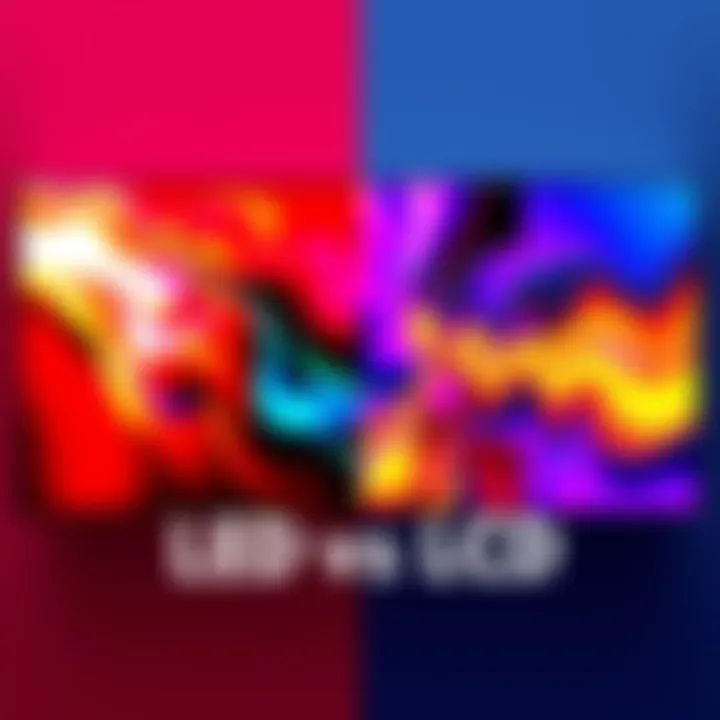 Comparison of OLED and LCD Screens Side-by-side view of an OLED screen and an LCD screen showing vibrant colors and anti-glare effects