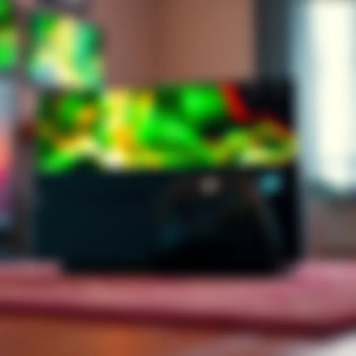 OLED Xbox Ally X20 Console The new OLED Xbox Ally X20 console displayed with bright graphics on screen.