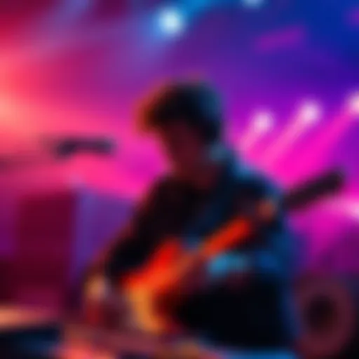 Olivier Deriviere playing music with vibrant lights and energetic atmosphere, creating a cinematic experience