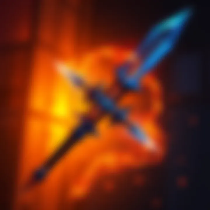 A digital illustration of the Omega Claymore weapon inspired by FFXIV, showcasing its sharp design and vibrant colors.
