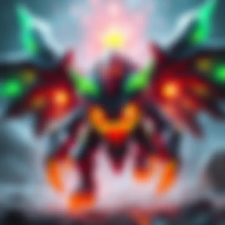 The OMG Kinsect displayed with its distinctive glowing characteristics, showcasing its skills after defeating Savage Omega.