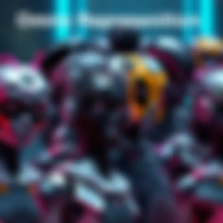 Omnic Representation A group of diverse omnic characters showcasing various appearances and colors, symbolizing the diversity in technology and identity.