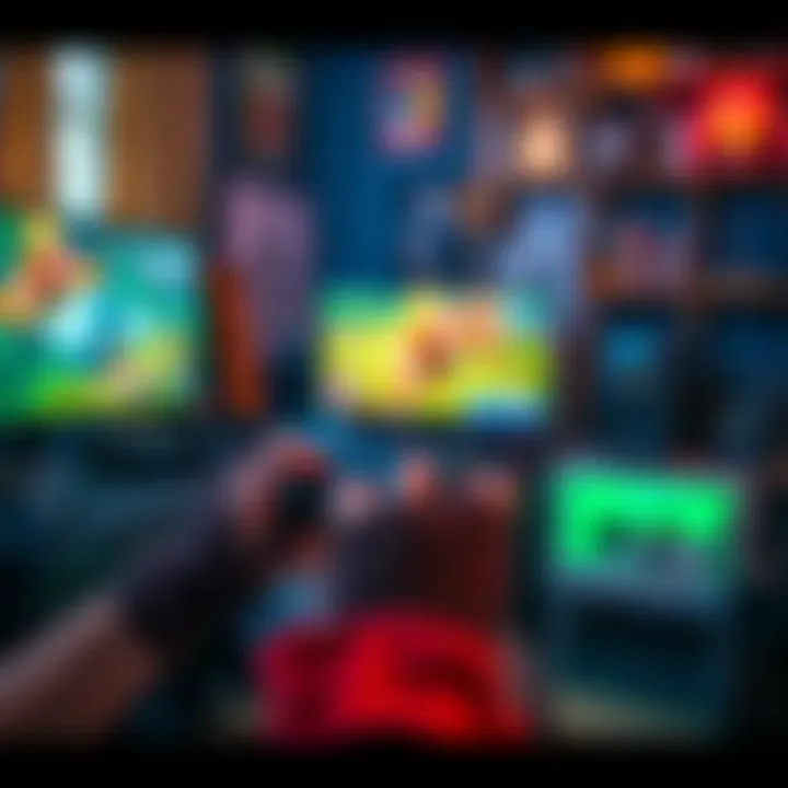 One-Handed PC Gaming Setup A person playing a one-handed PC game with a game controller, showing a cozy gaming environment